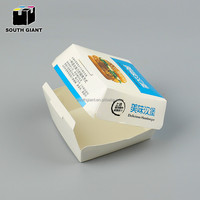 Boîte à hamburger en papier carton blanc avec impression de votre LOGO personnalisée en gros pour emballage de hamburger à emporter