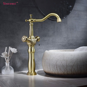 Robinet de <span class=keywords><strong>lavabo</strong></span> en laiton <span class=keywords><strong>doré</strong></span>, mitigeurs de <span class=keywords><strong>lavabo</strong></span> Vintage à double poignée robinet de salle de bains - Product Image 2