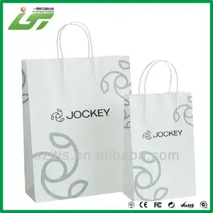 2016 OEM conception personnalisée impression blanc kraft sac de papier pour faire du shopping