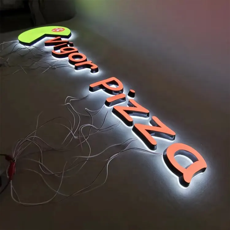 DIY 3d acrylic illuminated PIZZA shop led plastic letters sign outdoor