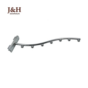 J & H Storefixture Logam Krom Air Terjun 7-Bead Ditekuk Gantung Display Hook untuk Tiang Tegak - Product Image 3