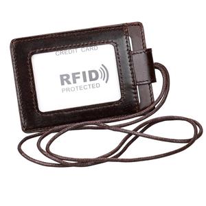 Porta Badge in Vera Pelle con Clip e Protezione RFID per Esposizioni e Carte <span class=keywords><strong>di</strong></span> Credito - Product Image 1