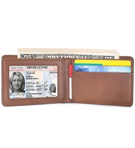 <span class=keywords><strong>Portefeuille</strong></span> en cuir mince pour hommes avec fermeture ouverte RFID Doublure en polyester Poche avant Fenêtre d'identification - Product Image 5