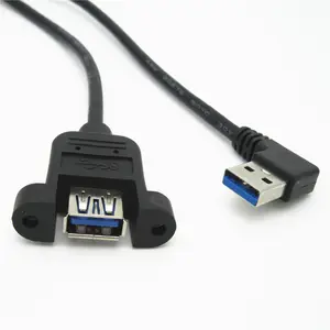 Disesuaikan OEM ODM gratis sampel siku siku miring Panel mount USB 3.0 Data Charing kabel kabel