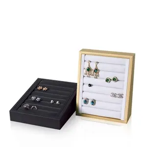 Logo personalizzato Gioielli Display <span class=keywords><strong>Espositore</strong></span> Per Il Contatore Vetrina Anelli <span class=keywords><strong>Orecchini</strong></span> Anello del Cuoio del Supporto Del Banco di mostra - Product Image 1