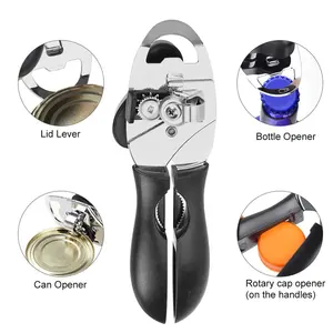 4-in-1 Can Opener Manual Smooth Edge Stainless Steel Heavy Duty Tin with Ergonomic