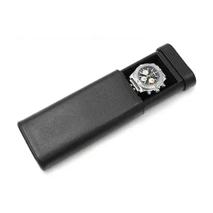 Enkele Travel Black Leather Reloj Horloge Case