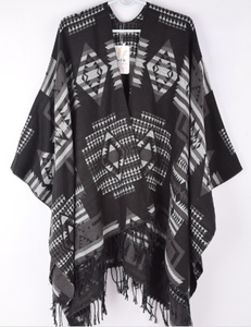Châle-<span class=keywords><strong>poncho</strong></span> chaud en acrylique tissé à carreaux vert armée de haute qualité pour femme – Collection Hiver Tendance - Product Image 2