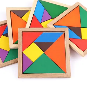 Custom Jigsaw Puzzle Bunte Quadrat Iq Spiel Brain Teaser Pädagogisches Spielzeug Tangram Puzzle