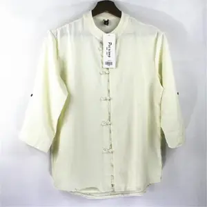 2019 Chinese tang-style long-sleeved linen shirt jacket men's casual Chinese hanfu cotton and linen t-shirt