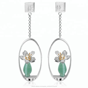 Fantastique Lotus Murmure 925 argent costume boucle d'oreille - Product Image 1