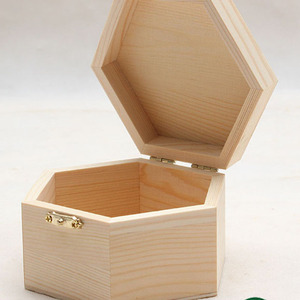 Elegante hexagon decorativo contenitore di monili scatola di imballaggio di pino naturale di regalo di <span class=keywords><strong>legno</strong></span> carino - Product Image 3