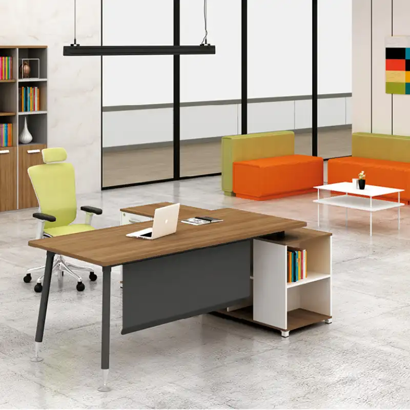 Muebles de oficina modernos para 2 personas, estación de trabajo de escritorio con patas de metal, cubos modulares