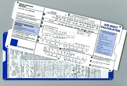 Calculatrice de conduit d'air-Style de règle à glissière