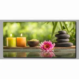 Decoração de interiores arte zen spa velas led pintura da lona arte da parede da lona