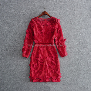 A2278 Applicazioni Nuovi Arrivi <span class=keywords><strong>Vintage</strong></span> <span class=keywords><strong>Abito</strong></span> Da Sposa <span class=keywords><strong>Rosso</strong></span> Lungo Del Fiore Del Manicotto Del Merletto di Modo Ricamato Donne Mature Vestito - Product Image 1