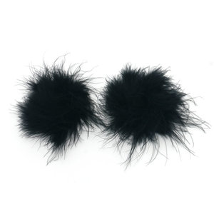 แผ่นปิดจุกนมแบบติดเอง ลายขนนกสีชมพู-ดำ พร้อมโบว์  ชุดชั้นในเซ็กซี่ - Product Image 3