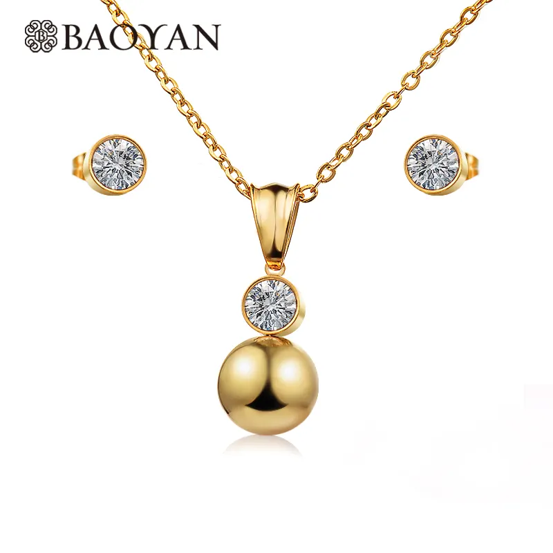 BAOYAN – ensemble de bijoux en acier inoxydable pour femmes, vente en gros, plaqué or 18 carats, 316L