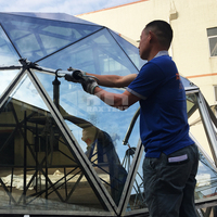 Dôme géodésique en verre avec profilés en aluminium, tente dôme géodésique avec toit en verre pour le camping et le glamping