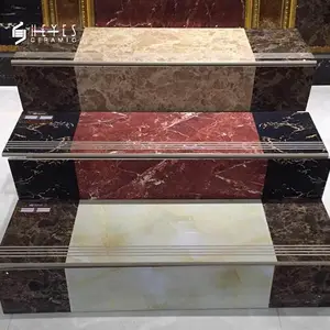 Carreaux d'escalier en porcelaine polis, classique, 470x1200, rouge et noir