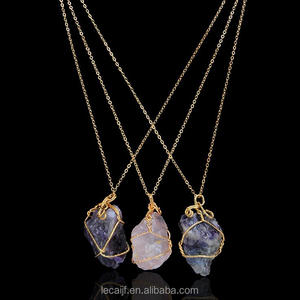 Collier en pierre naturelle, collier avec pendentif enroulé <span class=keywords><strong>de</strong></span> fil, bijoux <span class=keywords><strong>de</strong></span> mode, accessoires d'importation - Product Image 5