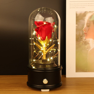 Dôme en verre avec lumière LED et musique Bluetooth avec base en bois pour l'affichage <span class=keywords><strong>de</strong></span> fleurs <span class=keywords><strong>de</strong></span> rose conservées - Product Image 2