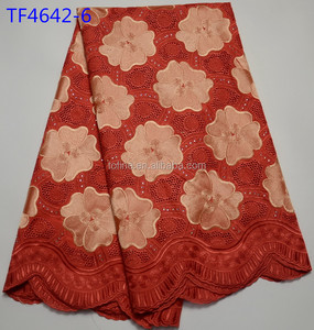 Recién llegado, telas de encaje africano blanco, encaje de gasa <span class=keywords><strong>suizo</strong></span> africano de alta calidad con piedras para vestido de novia - Product Image 2