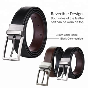 Ceinture réversible en cuir véritable pour homme, noire et marron, <span class=keywords><strong>double</strong></span> face, avec boucle rotative, vente en gros personnalisée - Product Image 3