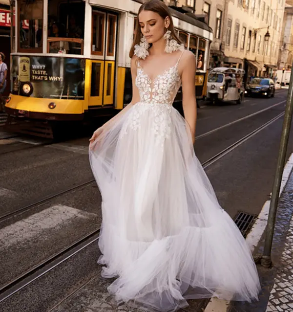 Light gauze Bridal Gown Lace up Wedding Dresses 2021 Bridal Gowns Wedding Dress Beach Wedding Gown Robe de mariage