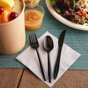 Peso Medio negro de plástico <span class=keywords><strong>desechables</strong></span> horquillas de utensilios <span class=keywords><strong>cubiertos</strong></span> proveedor - Product Image 4