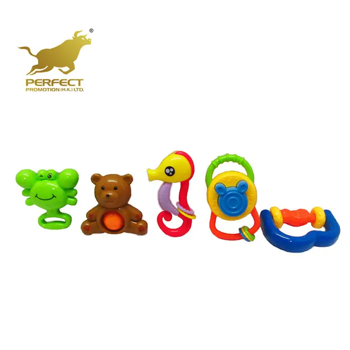 Säuglings geschenk Tier Shake Glocke Kunststoff Baby Rassel Spielzeug Set (5 Stück)