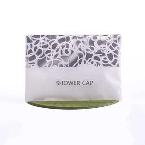 Disposable plastic shower cap with thickened individual printed package available for hotel families (sample free)