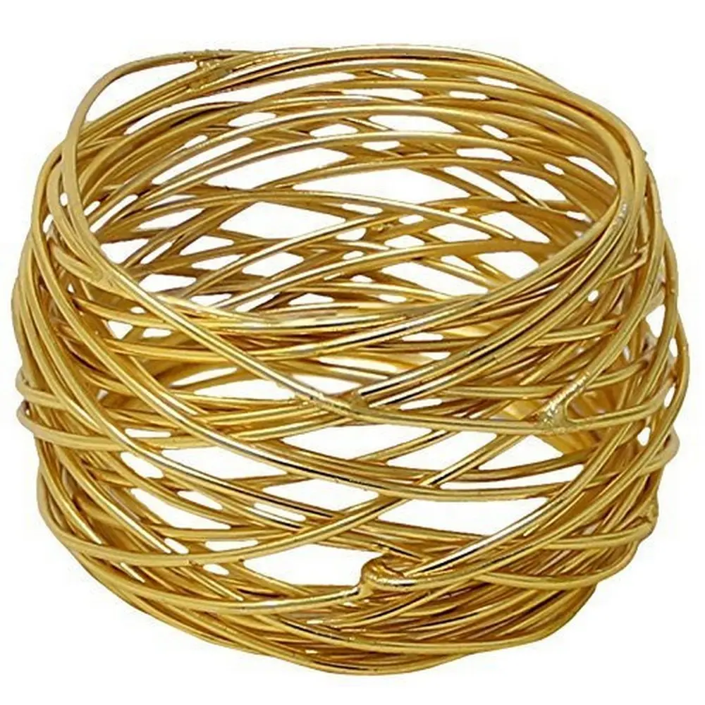 Anéis de guardanapo de malha redonda, artesanal atacado fio dourado para casamento e jantar guardanapo titular