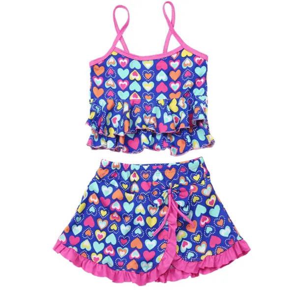 Roupa de banho infantil para verão, duas peças, saia, biquíni ou praia