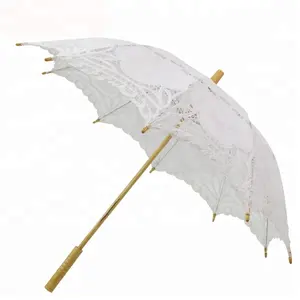 Pretty cotton parasol lace umbrella wedding white