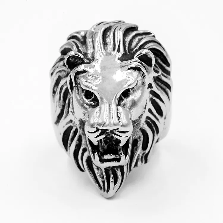 Rvs Ring Voor Mannen Leeuwenkop Vinger Ring Precisie Verloren Wax Investering Gieten Roestvrij Stalen Sieraden Ring