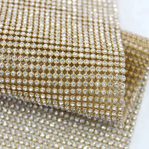 Me012 Fabrikant lijm 3mm strass metalen mesh rhinestone crystal mesh voor kleding en schoenen