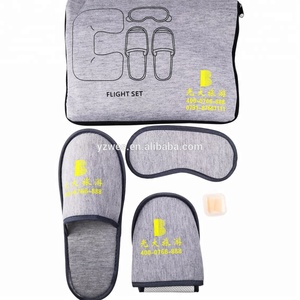 Bantal leher perjalanan tiup nyaman, kit perjalanan bantal perjalanan pesawat dengan Masker Mata sandal penyumbat telinga - Product Image 4