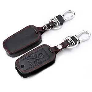 Leather Car Key Case Cover Keychain Fit For Honda Accord City Civic Crv Element Hrv Odyssey Crider Jed Spirior Car Key Wallet