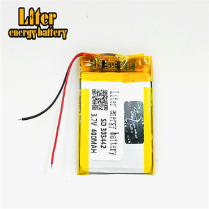 3,7 V rechargeable lithium polymer battery 303442 400 mAh Lipo battery with wire - Product Image 1