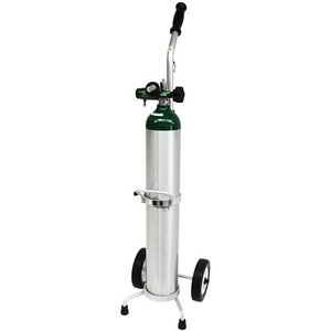 Y Tế Oxy Rỗng Nhôm E Kích Thước 4.55L Oxy Công Suất 682 Lít Xi Lanh Khí Với Chrome Xe Đẩy Điều Chỉnh Và Độ Ẩm - Product Image 1