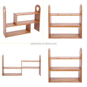 2 שכבות עץ שולחן טבעי במבוק צמח Stand מדף מתלה - Product Image 4