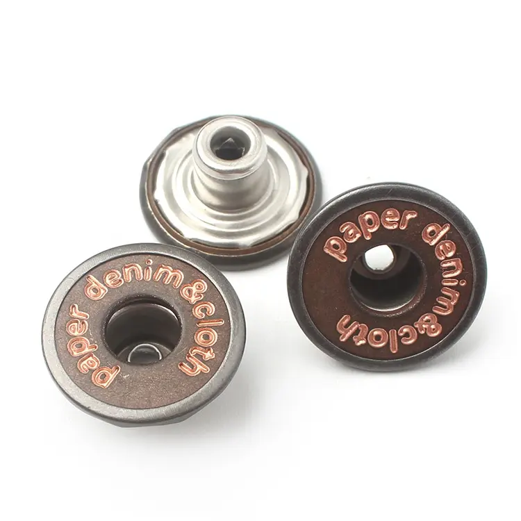 メーカーカスタム刻印3D名ロゴアンティーク銅インサート金属真鍮デニムジーンズリベットボタン