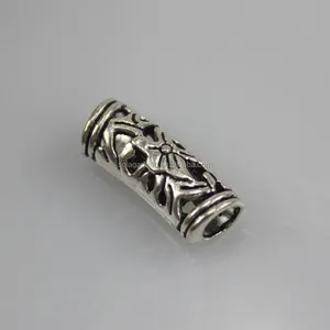 Cuentas espaciadoras de tubo Vintage talladas con flor de piedra tibetana para fabricación de joyas, 6x7x19mm, venta al por mayor