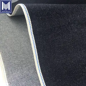 Cheap rolls price heavy duty 15oz blue color line selvadge japanese one-washed raw style denim fabric for vintage jeans