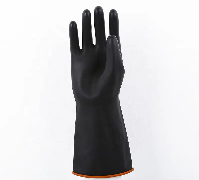 200g big extra long cuff thick industrial hand latex rubber working glove Acid and alkalid heavy duty black latex gloves