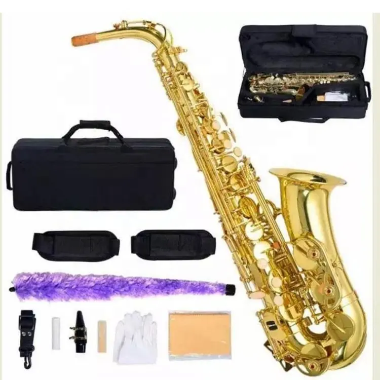 Novo estilo de alta qualidade instrumento de sopro laca de ouro alto saxofone
