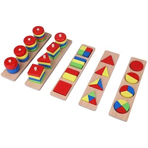 Puzzle Kayu Intelektual Blok Awal Pendidikan Geometri Bentuk Bangunan Perakitan Belajar Mainan Montessori Mengajar AIDS - Product Image 2