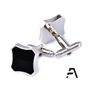 Cổ Điển Quảng Trường Đen Agate Brass Khuy Măng Sét Cho Nam Giới Cho Đám Cưới Hoặc Kỷ Niệm Quà Tặng Đen Agate Bạc Thiết Kế Trên Bạc Gắn Kết - Product Image 1