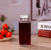 12oz français élégant carré jus de fruits boire bouteille en verre transparent noix de coco bouteille d'eau boissons avec impression logo vente en vrac